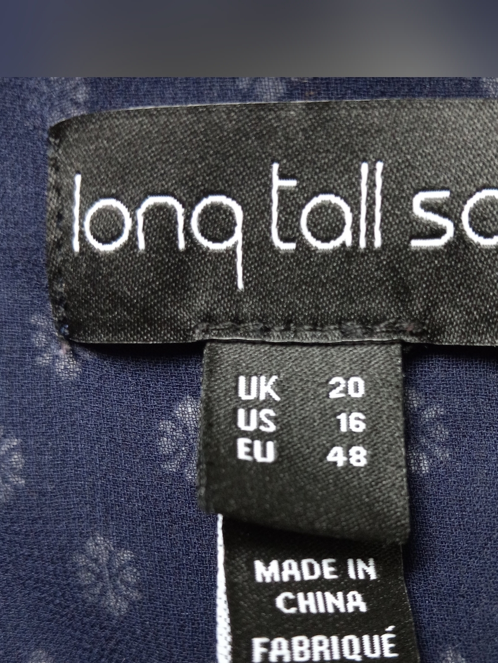 Long Tall Sally Boho Tunic Top Blue Size 16 Peasant Cottagecore Paisley Border - Picture 11 of 12